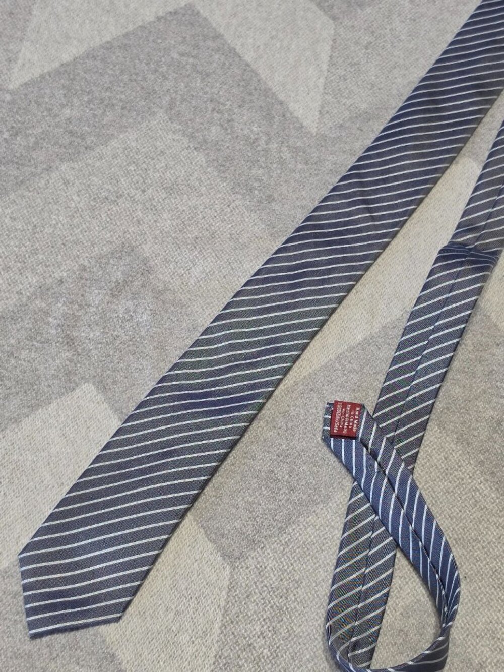 Original Penguin Blue & White Striped Tie With Subtle Green Accents Classic Desi